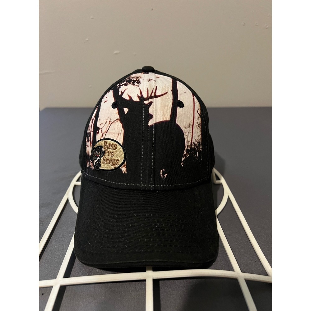 Bass Pro Shops Mens Black Deer Silhouette Graphic Adjustable Baseball Hat Cap